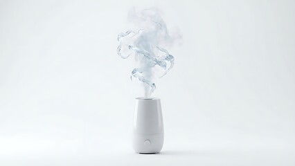 White Humidifier Releasing Swirling Mist vapor steam