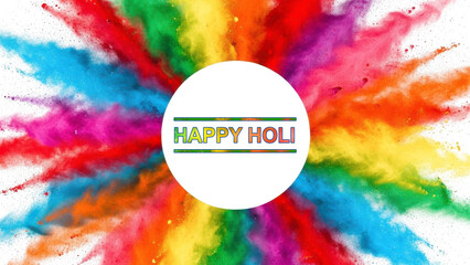 Fototapeta premium A vibrant celebration of Holi with colorful powder exploding in the background on transparent background