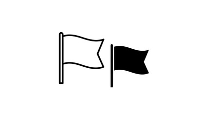 Two flags waving in the wind with one blank and one solid black