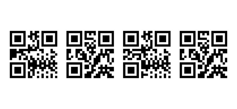 Black qr code set isolated on white background PNG