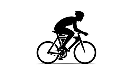 Cyclist riding bicycle in motion with dynamic silhouette