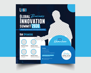 Business summit social media banner design template. Business social media post invitation, online Business invitation.