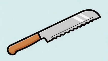 Serrated Kitchen Knife with Wooden Handle.