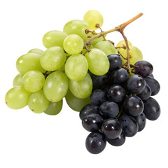 Green and Purple Table Grapes Bunch, Cut-out Isolated on Transparent Background