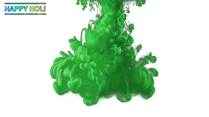 A vibrant green cloud of smoke on transparent background