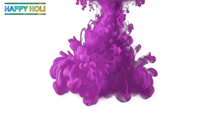 A vibrant purple cloud of color on transparent background celebrating Holi festival
