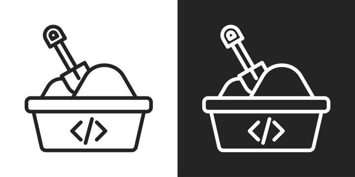 Sandboxing Icon In Black And White Line Style
