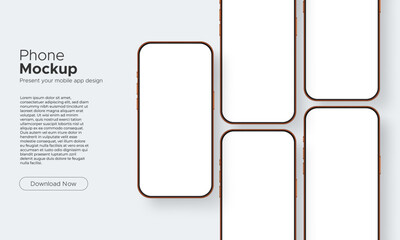 Vector mockup of smartphones with blank screens and space for text to showcase mobile app designs