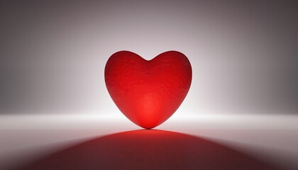 Red heart shape with shadow on white background