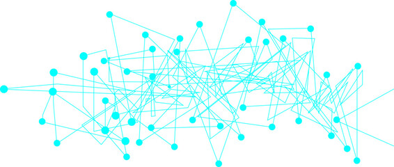 Abstract network of interconnected nodes and lines in a light blue scheme
