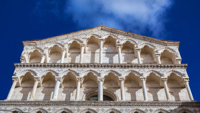 Saint Michael in Borgo beautiful facade, a 14th century medieval church in the historical center of Pisa