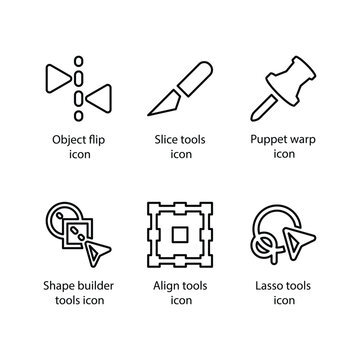 Object flip, Slice tools, Puppet warp, Shape builder tools, Align tools, Lasso tools, icon