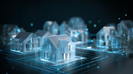 Property investment illustrated through digital technology, highlighting how mortgages help people own modern residential homes.