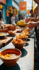 Vibrant Street Food Market: Culinary Festival with Colorful Dishes and Cultural Cuisine