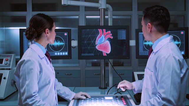 Biomedical engineers and doctors assess function of heart simulation