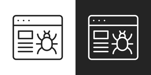 Data Virus Icon In Black And White Line Style