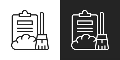 Data Cleanup Icon In Black And White Line Style