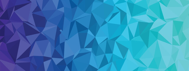 A vibrant polygonal background with a gradient of blue and purple hues