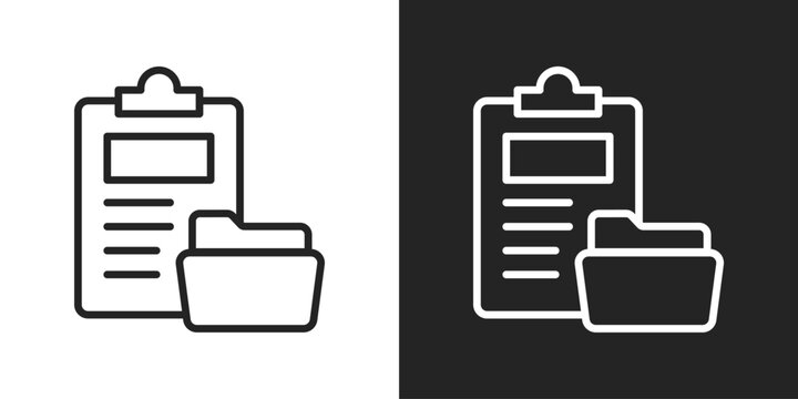 Data Collection Icon In Black And White Line Style