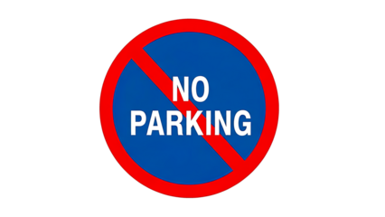 No parking sign with red circle and line on blue background