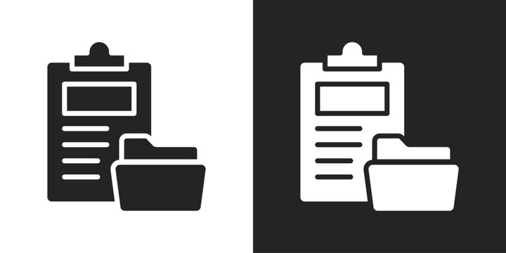 Data Collection Icon In Black And White Glyph Style