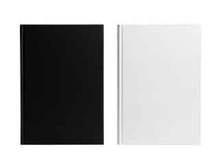Minimalist black and white notebooks side by side isolated on transparent background