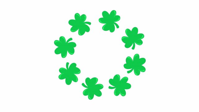 Circular shamrock wreath frame for Saint Patrick's Day ornament isolated on a transparent background. Minimalist lucky shamrock ring for holiday celebration design.