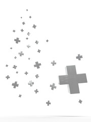 抽象的なプラス記号の世界の3Dイラストレーション