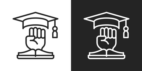 Empowerment Icon In Black And White Line Style