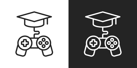 Gamification Icon In Black And White Line Style