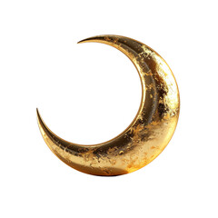 Textured Golden Crescent Moon Isolated on White Background for Ramadan and Islamic Graphic Design