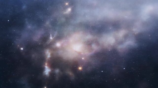 A celestial galaxy with stars and clouds in the vast universe from a distant viewpoint