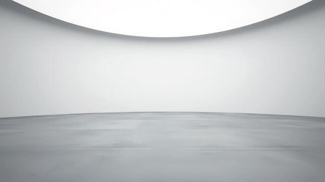Modern interior design of showroom with empty wall and floor, White background loop - 3d rendering
