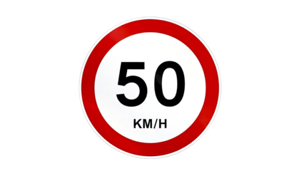 Speed limit sign indicating 50 kilometers per hour