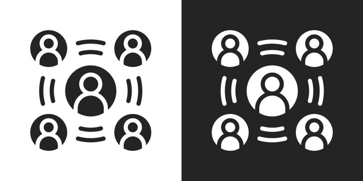 Referral Program Icon In Black And White Glyph Style