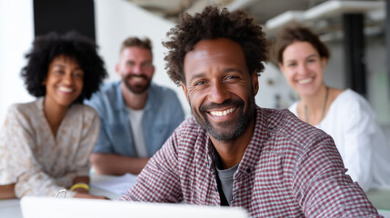 Diverse team in casual meeting about equipment rotation and servicing