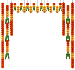 Marigold hanging flowers gate hindu festival and devotional designs