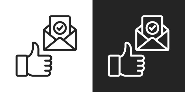 Email Verification Icon In Black And White Line Style