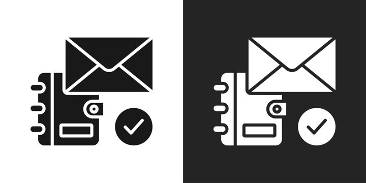 Address Book Icon In Black And White Glyph Style