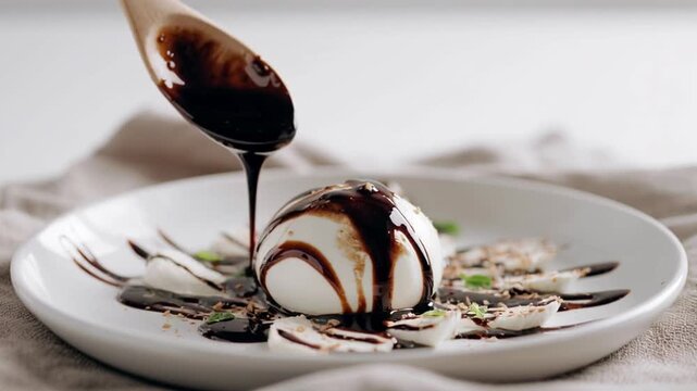balsamic reduction drizzling mozzarella