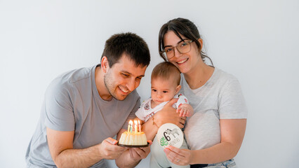 Baby sixth month family celebration moment