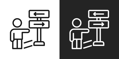 signage Icon In Black And White Line Style