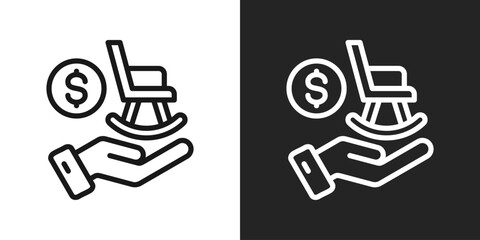 rocking chair Icon In Black And White Line Style
