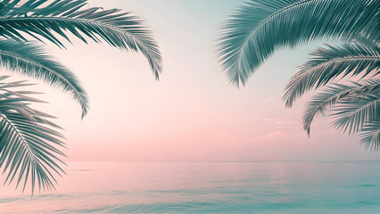 Softly blurred tropical background with pastel colors and palm trees