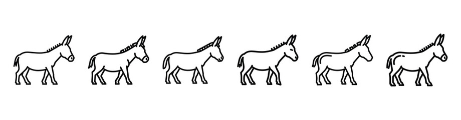 biblical donkey walk Line art illustration isolated on white background of palm sunday icons