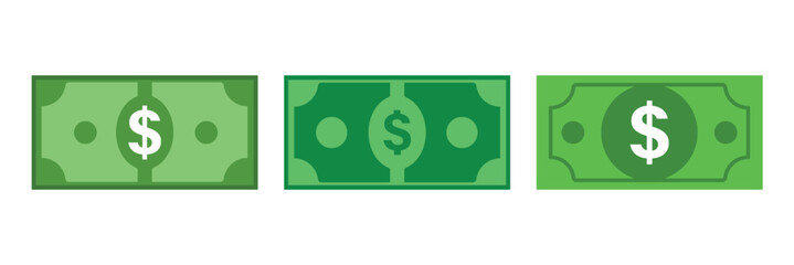 Green American dollar bill flat icon for financial apps and websites. Finance icon. Financial infographic elements and symbols for web design vector design and illustration.