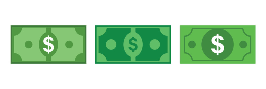 Green American dollar bill flat icon for financial apps and websites. Finance icon. Financial infographic elements and symbols for web design vector design and illustration.