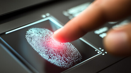 person scanning fingerprint for biometric access