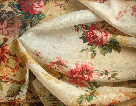 vintage febric background with flowers
