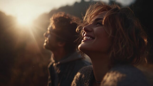 Emotional Brand Campaign Imagery of People Feeling Inspired Together, Hopeful Expressions, Soft Cinematic Backlight, Natural Lifestyle Scene